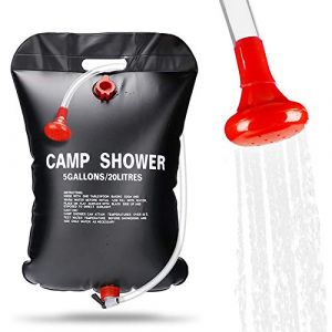 ASANMU Sac de Douche Solaire, 20L Solaire Douche de Camping Sac de Douche Pliant Portatif Extérieur pour Douche avec Flexible Commutable Tête de Douche Chauffe Eau Solaire pour Randonnée Escalade (Tutamaz, neuf)