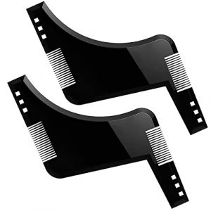Peigne barbe homme, 2 pièces Beard Shaping Template Tool & Comb, Peigne Sculptant Barbe Taillee Et Entretenue, Barber Tools Pochoir à Barbe,Accessoire de Guide de Rasage pour Contour Barbe (Newbilty OU, neuf)