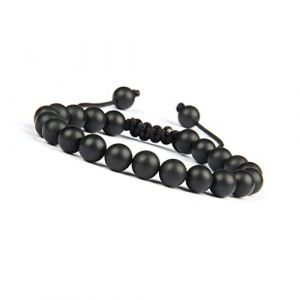 GD GOOD.designs EST. 2015 Bracelet de perles pour hommes en Agate Noire v&eacute;ritables - Bracelet &eacute;nerg&eacute;tique enti&egrave;rement r&eacute;glable - Bracelet de boules de chakra 8mm (Goodcommerce GmbH, neuf)
