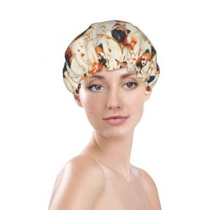 Generic Bonnet de douche mignon imprimé panda rouge, bonnet de bain imperméable réutilisable pour les cheveux de femmes, double couche, bonnet de douche élastique protection des cheveux (BedBliss transactions, neuf)