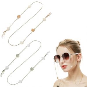 OUDQFCJ 2 Pi&egrave;ces Cha&icirc;ne de lunettes cordon lunettes chaine lunettes femme pour femme Anti-perte Cordon pour Lunettes de soleil, lunettes de lecture, lunettes de sport (Mapico, neuf)