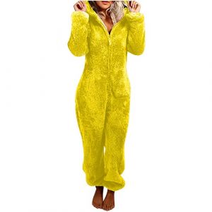 Combinaison Pyjama Femme Grenouillere Femme Combi Pyjama Tout En Un Chaud En Polaire,Combinaison Pyjama Barboteuse Polaire Capuche V&ecirc;Tement En Peluche Nuit Adulte Costume Loungewear Grenouill&egrave;Re, (LiCaiYinShua, neuf)