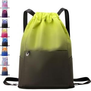 AUNGKWANG Sac à Dos de Sport Imperméable, Sac à Dos Cordon Grand, 31 * 14 * 46 cm Sac de Sport, Homme Femme Sac a Dos pour Shopping Yoga Sport Voyage (Thriving day by day, neuf)