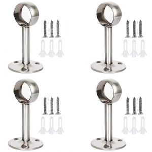 4 Pi&egrave;ces Support de Tringle a Rideau, Support Barre Penderie, Bracket pour Tringle &agrave; Rideau, avec 12 Vis et 12 Tubes d'expansion, pour Suspendre des Poteaux de 25 mm, Argent (Bear Lugar, neuf)