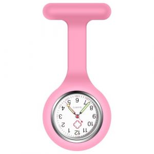 Vicloon Montre à Gousset D'infirmière, Infirmière Montre Broche en Silicone avec Broche pour Infirmières et à Tout Autre Professionnel de la Santé Rose (BEST-SELLER5, neuf)