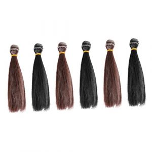 FRCOLOR Lot De 6 Perruques De Poupée Résistantes à La Chaleur Cheveux Raides Diy 15cm Accessoires De Fabrication Pour Poupées Pour Personnaliser (White Beach, neuf)