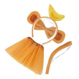 CALLARON 1 Ensemble Costume De Singe Bandeau D’oreille D’animal Oreilles Couvre-chef Oreille De Singe Bandeaux D'oreille D'animal Faire La Fête Drôle Light Brown En Tissu (Raindrops On Roof, neuf)
