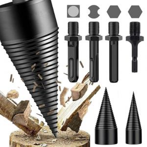 FGXY Fendeuse de B&ucirc;ches 32+42 Mm, Fendeuse &agrave; Bois Perceuse S&ucirc;re, Lot de Vis C&ocirc;nes Fendeuse, Foret de Fendeur de Bois Vis, Foret de Fendeuse de Bois Pour Outil de Travail Du Bois, Avec Quatre Poign&eacute;es (FGXY, neuf)