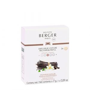 MAISON BERGER - Lot de 2 Recharges Diffuseur Voiture – Système Céramique – Diffusion 4 à 6 Semaines – Parfum Lampe Berger – Fabriqué en France (Splendeur Vanillée) (Maison Berger, neuf)
