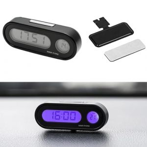 2 En 1 Horloge de Voiture Lumineuse avec Thermomètre,Horloge de Tableau de Bord de Voiture,Horloge Digitale pour Voiture,Horloge Voiture avec Adhésives,Horloge Numérique Voiture LCD,Décoration Voiture (LEdoudouLE, neuf)
