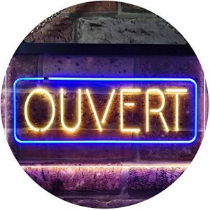 Ouvert Open Shop Bar Club Restaurant Décor Dual Color LED Enseigne Lumineuse Neon Sign Bleu et jaune 400 x 300mm st6s43-i3210-by (ADV PRO, neuf)
