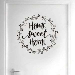 TUOQIANNAN Sticker Mural Amovible Home Sweet Home Décoration Porte Murale Verre Mural Sticker Mural Vinyle Noir 62x57cm (希音商贸有限公司, neuf)