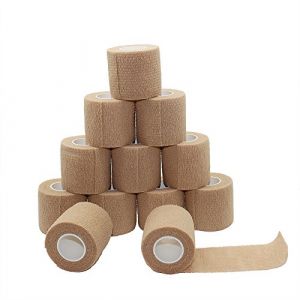 Bandage Coh&eacute;sif Bandage Bande Adh&eacute;Sive Bande Bleue Sport Poignet Bandage Bande Adh&eacute;Sive Coh&eacute;Sive Autocollant Bande de Sport (5cm12Rolls, Skin) (fuluning sporting store, neuf)