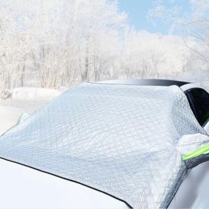 Couverture Pare Brise Voiture, Repliable Bache Anti Grele Voiture, Protection Pare Brise Hiver, pour Protection Glace, Pluie, UV (DINGMALL, neuf)
