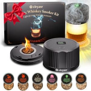 Kit de Fumoir &eacute;lectrique, USB-C Rechargeable Fumoir &agrave; Whisky, 6 copeaux de Bois, sans Butane, kit Fumoir Boissons &agrave; l'ancienne, Cadeau Homme, Anniversaire, f&ecirc;te des p&egrave;res, No&euml;l (CIRYASR-AAK-FR, neuf)