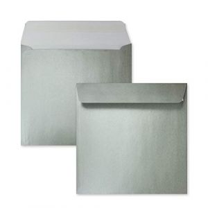 Lot de 250 enveloppes argent&eacute;es - Enveloppes &agrave; lettre - Carr&eacute;es - 15,5 x 15,5 cm - Fermeture adh&eacute;sive - Surface mate - Enveloppes postales ind&eacute;formables (GUSTAV NEUSER GmbH, neuf)