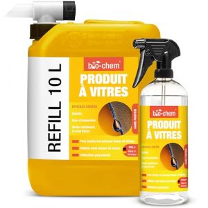 Bio-Chem - Nettoyant surfaces vitr&eacute;es et verre 10L + 750ml + bouchon de vidange - produits et accessoires de nettoyage surfaces en verre, miroirs, fen&ecirc;tres, vitres de voiture, fa&ccedil;ades de cuisine (bio-chem, neuf)