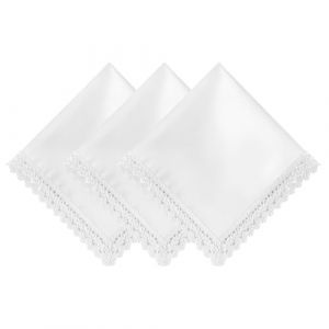 HOULIFE Mouchoirs en coton doux blanc pur pour femme avec bordure en dentelle pour f&ecirc;te de mariage (Houlife Hanky, neuf)