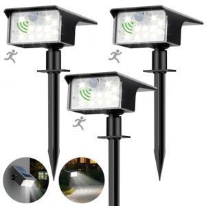 nipify Lot de 3 Lampe Solaire Exterieur Detecteur de Mouvement, 62 LED Spot Solaire Exterieur 3 Modes Eclairage Exterieur Solaire, Etanche IP65 Lumiere Solaire pour Jardin All&eacute;e Chemin Blanc Froid (Nipify-EU, neuf)
