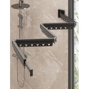 Rideau de Douche Pliable Anti Moisissure avec Tringle Barre Rideau Douche Angle R&eacute;glable/Extensible, Perforation/Collage, Rideaux de Douche Imperm&eacute;able Tissu en Lin(Blanc,197 cm) (APMOE Official, neuf)