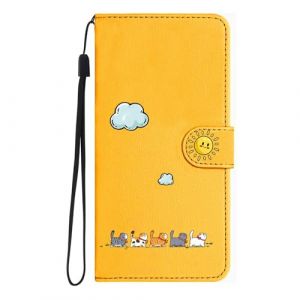 Butnyeoe Etui Coque pour Huawei P20 Rabat, Pochette Huawei P20 avec Clapet, Protection Housse en Cuir PU Portefeuille, Chat Folio Cover Case avec Porte Carte Magn&eacute;tique, Jaune (Bartern, neuf)