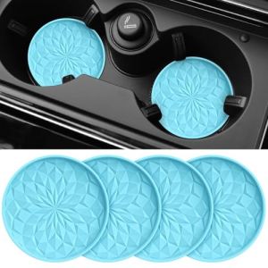 STLIAN Dessous de verre de voiture pour porte-gobelets [Lot de 4] - 7 cm Tapis de tasse auto en silicone - Accessoires d'int&eacute;rieur de voiture universels antid&eacute;rapants encastr&eacute;s Bleu ciel (DIRECT SUNNY, neuf)