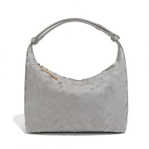 Luxueux sac besace en daim - Sac à bandoulière en cuir tissé avec intérieur spacieux, Gris agate, 8in x 4in x 6in (weihaizhiweishangmaoyouxiangongsi2, neuf)