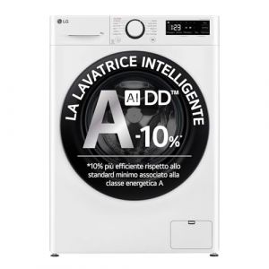 LG AI DD F2R3S09NSWB Slim Charging Machine &agrave; laver avant 9 kg S&eacute;rie R3, Classe A-10%, 1200 tr/min, Lavage &agrave; la vapeur, Lavage AI, Diagnostic intelligent, Autonome, Blanc (Gory's Web Shop NO CONSEGNA AL PIANO, neuf)