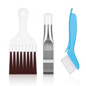 QEDBOJE 3 pièces Peigne de nettoyage du condenseur, Outil de réparation du déshydrateur du radiateur, Nettoyage Climatisation Brosse Acier Inoxydable, à Condensateur Climatiseur, à Ailettes (XU WEN DE DIAN, neuf)