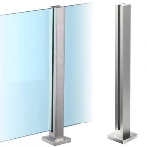 Cvter Garde-corps en Verre Acier Inoxydable - 60cm Poteau de Balustrade en Verre Argent&eacute;, Syst&egrave;me de Balustrade en avec Robinets, Fentes pour Terrasse, Balcon, Piscine, Jardin, Poste interm&eacute;diaire (liujianjun-us, neuf)