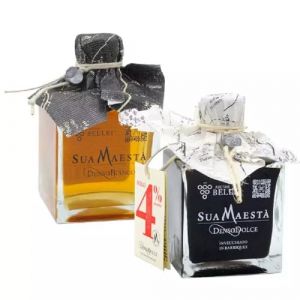 Duo Vinaigres Sua Maestà Acetaia Bellei: Denso Blanc et Denso Dolce avec Vinaigre Balsamique de Modena IGP 250 ml x 2 (Olico.it, neuf)