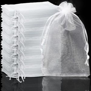 Lonely high heels 100 pieces Sachet organza Blanc Pochette Cadeau Gift Bags Bijoux Sac Pochette Cadeau en 10 x 15 cm Tulle Bonbon Dragees Sachets bijoux de Lavande Marriage Sacs à Cordon (WangJiaYuan, neuf)