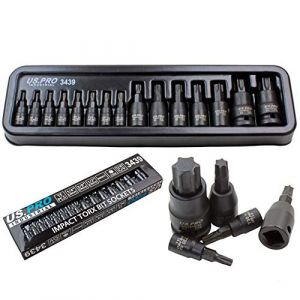 Lot de 15 douilles à choc Torx 1/4 3/8 1/2 T6-T70 TRX-Star US PRO Industrial (Toolbox37, neuf)