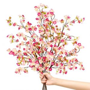 4pcs Fleurs Artificielles Cerisier Artificiel Deco 105cm Bouquet Fleur De Cerisier Artificielle Fausse Fleur Cerisier Japonais Branche Decorative Printemps Deco Pour Vase Maison Table (Rose fonc&eacute;) (SIXFEE, neuf)