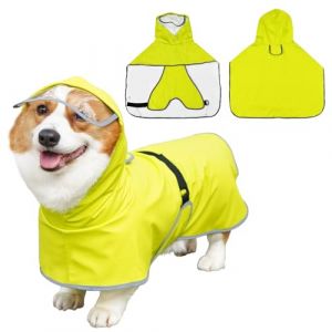 YBCCBY Impermeable Chien, Manteau Chien Imperméable Manteau Pluie Chien Veste de Pluie pour Chien Imperméable Chien avec Capuchon et Bandes Réfléchissantes pour Tous Les Types de Chiens (Réglable) (CLURA JACOI LTD, neuf)