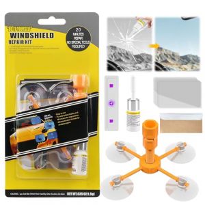 Shyllin Kit De R&eacute;paration Pratique pour &Eacute;clats De Pierre avec Lampe UV,Kit Reparation Pare Brise,Colle Pare Brise Reparation,pour R&eacute;parer Les &Eacute;clats de Fissure de Pare Brise Voiture (XFJIN243, neuf)