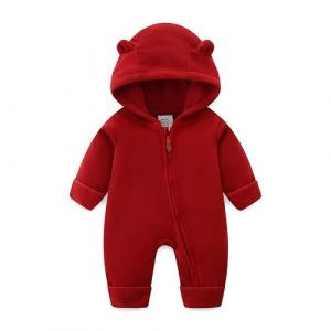 KIDDLETOWN B&eacute;b&eacute; Combinaisons polaire Barboteuses, Combinaison Une Pi&egrave;ce avec Capuche Gar&ccedil;on et Fille, combinaison de neige manteau d'Automne Hiver polaire, Nouveau-n&eacute; dessin anim&eacute; barboteuse 0-18 Mois (KIDDLETOWN, neuf)