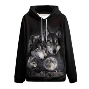 RUMAOZIA Sweat &agrave; capuche pour homme Y2k 3D Wolf Sweats &agrave; capuche pour homme Sweat &agrave; capuche imprim&eacute; animal loup Surv&ecirc;tement sport Veste &agrave; capuche pour homme Veste &agrave; capuche amusante avec cordon de (runBel, neuf)