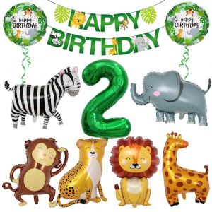 Ballons Animaux Jungle, Ballon Anniversaire Animaux 2 Ans, 10 Pièces Decoration Anniversaire Animaux de la Foret, Jungle Anniversaire 2 Ans, Vert Jungle Safari Anniversaire pour Jungle Fille (WEIMEIYING, neuf)