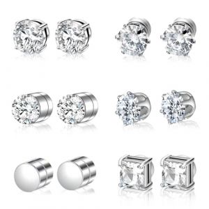 IKOPFLN Boucle d'Oreille Homme Magnétique Acier Inoxydable - 6 Paires (IKOPFLN, neuf)