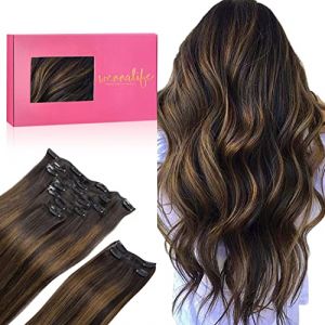 WENNALIFE Extension a Clip Cheveux Naturel, 150g 50cm 9pcs Balayage Marron Foncé Mixte Marron Châtaigne Extension Cheveux Naturel Humain Extension Cheveux Naturel Clip Extension Clip Cheveux Naturel (wennalife-FR, neuf)