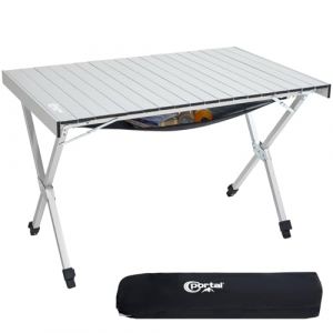 Portal Table de Camping Pliante carrée en Aluminium 108 × 71 cm pour 4-6 Personnes Capacité de Charge 100KG avec Sac de Transport pour Pique-Nique, Camping, Jardin, Barbecue (Portal Outdoors, neuf)