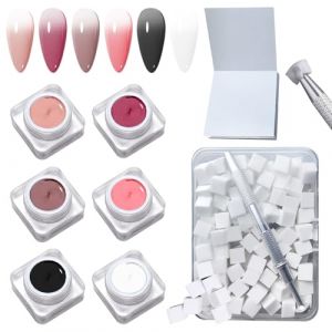 Lot de 6 ongles en gel ombr&eacute; - Lisses et hautement pigment&eacute;s - Pour le design des ongles en d&eacute;grad&eacute; de couleur - Contient 100 &eacute;ponges + pince &agrave; &eacute;piler + papier &agrave; m&eacute;langer (ARCHIDATE BEAUTY, neuf)