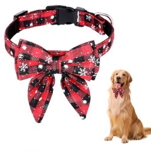 Noeud Papillon Chien Noel, Collier Chien Noel Classiques à Carreaux, Chien Flocon Neige avec Noël Noeud Papillon, Mignon Collier de Cadeau Chien Noel Réglable avec Boucle de Sécurité (L) (OE Direct, neuf)