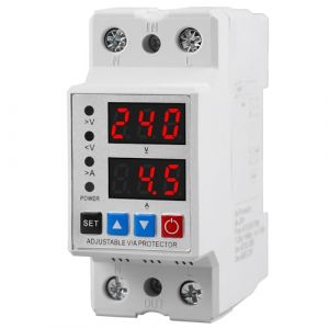 Protection contre les sous-tensions 230 V 63 A Relais du dispositif de protection sous tension Stabilisateur de tension Compteur de courant Rail chapeau 2 phases pour l'installation du rail de guidage (RAMONISA SHOP, neuf)