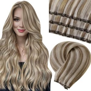 LaaVoo Extension Cheveux Naturel Tissage Micro Ring Tissage Naturel Cheveux Humain Blonde Balayage Brun Clair Micro Loop Tissage Naturel Cheveux Humain Remy Cheveux 16Pouces/40cm 50g #P8/60 (Laavoo, neuf)