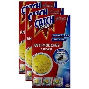 CATCH Lot de 18 (3x6) Stickers Anti-Mouches Décoratifs jaunes sans odeur (Stock Bureau Maison Bien-être, neuf)