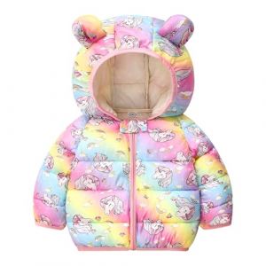 Baogaier Manteau B&eacute;b&eacute; Doudoune Manteaux &agrave; Capuche Filles Cheval Rose Duvet Blouson d'Hiver Fermeture &eacute;clair Chaud Matelass&eacute; Veste de Neige L&eacute;ger V&ecirc;tement pour Enfant 2-3 Ans (Baogaier, neuf)