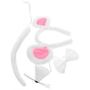 GALPADA 1 Ensemble Coiffe De Bande De Souris Queue De Souris Costume De Rat Femme Oreille De Souris Déguisement De Souris Adulte Oreilles De Souris Adultes Bandeau De Rat Peluche Blanche (Hargrove Hare, neuf)