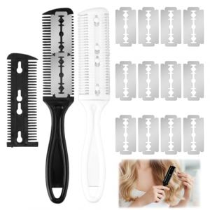 2PCS Peigne Rasoir Pour Cheveux, Double Face Rasoir Peigne Pour Chien, Coupe Cheveux Convient Aux Personnes de Tous Ages et Pour La Maison Le Salon De Coiffure (Funver, neuf)